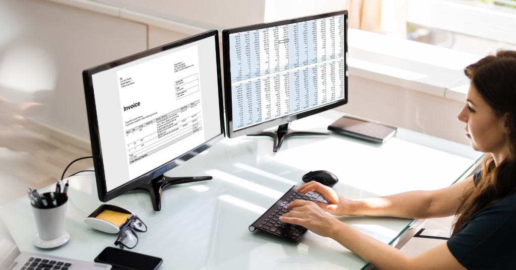 Woman using QuickBooks